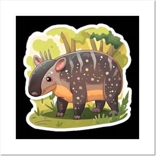 Cute Mountain Tapir Illustration - Adorable Animal Art Posters and Art